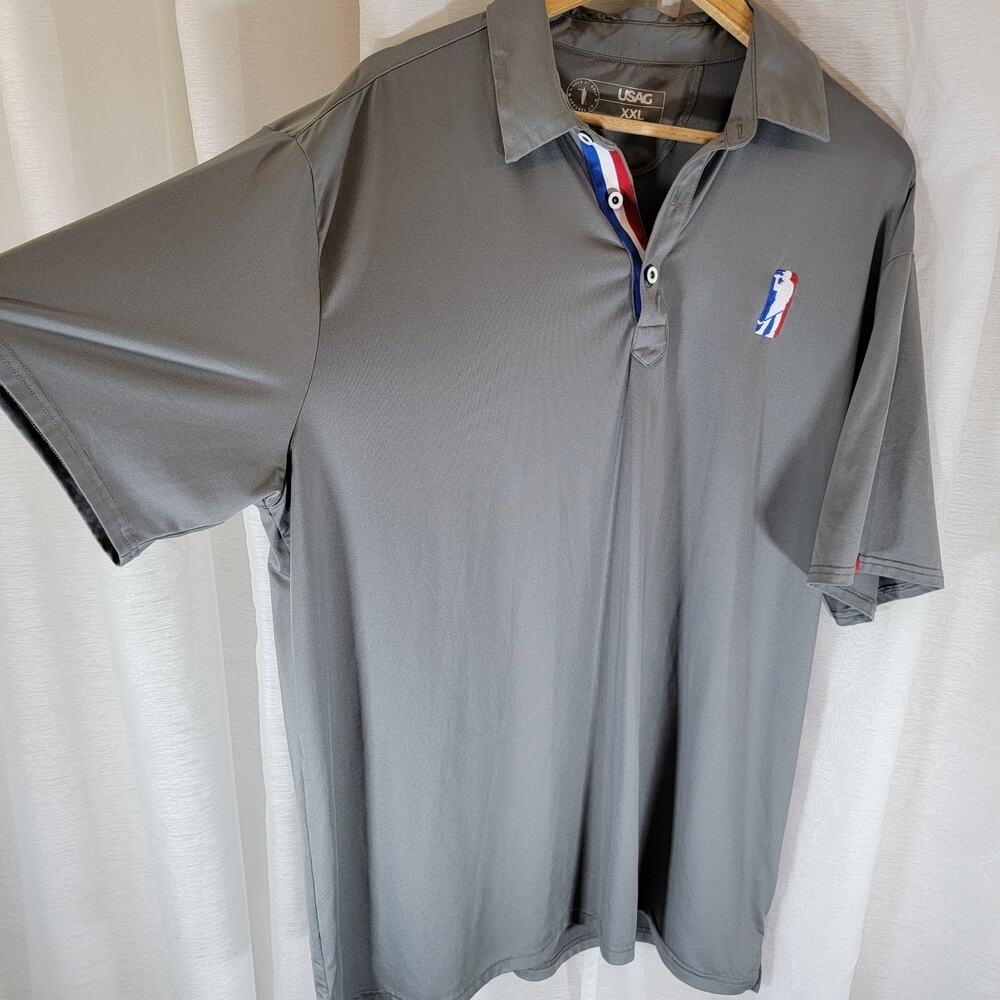 USAG U Suck At Golf Polo Shirt Mens XXL Gray Performance Short Sleeve